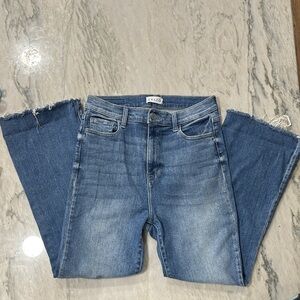 Cello Women's High Rise Cropped Flare Jean Raw Hem